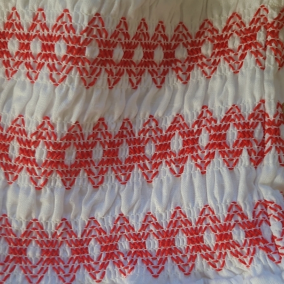 Revolve Milly Red & White 'Estee' Cross Stitch Embroidered Skirt - Size 10 - Picture 5 of 11